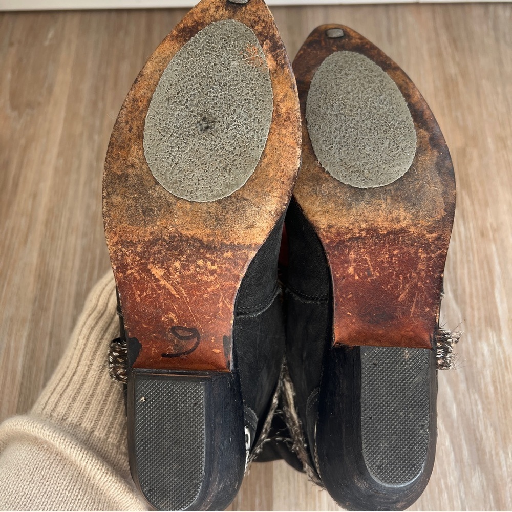 Vintage Zodiac Western Leather Boots Brown Size 6 boho cowgirl hippie - Picture 9 of 10